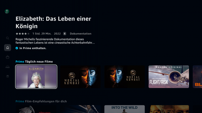 In der Hauptansicht von Prime Video gibt es weiter sonst meist die bisherigen kleineren Cover-Bilder. (Screenshot: Golem.de)